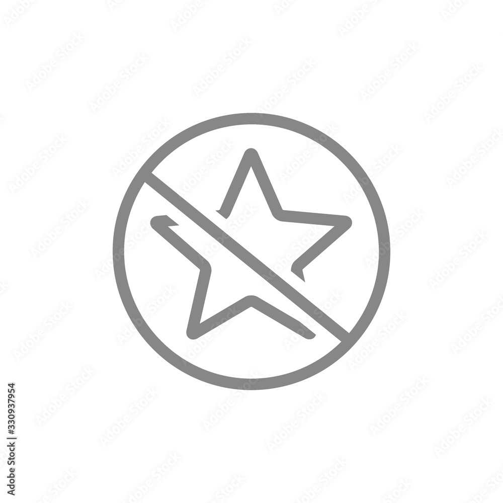 Forbidden sign with a star line icon. Negative feedback, prohibition of rating, add to favorites, reviews symbol Forbidden sign with a star line icon. Negative feedback, prohibition of rating, add to favorites, reviews symbol