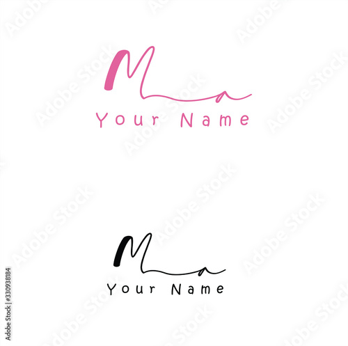 M A MA Initial letter handwriting and signature logo.