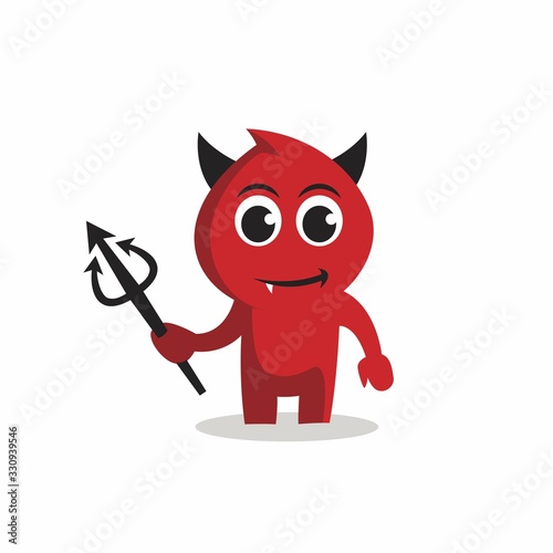 Cute red devil character logo. Red demons vector.