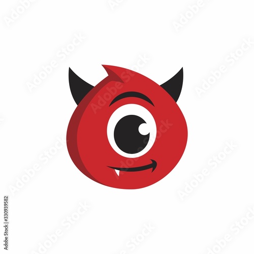 Cute red devil character logo. Red demons vector. evil, logo, devil, demon, satan, character, cartoon, bad, beast, cute, devils, cheerful, child, collection, danger, design, face, fiction, fun, funny