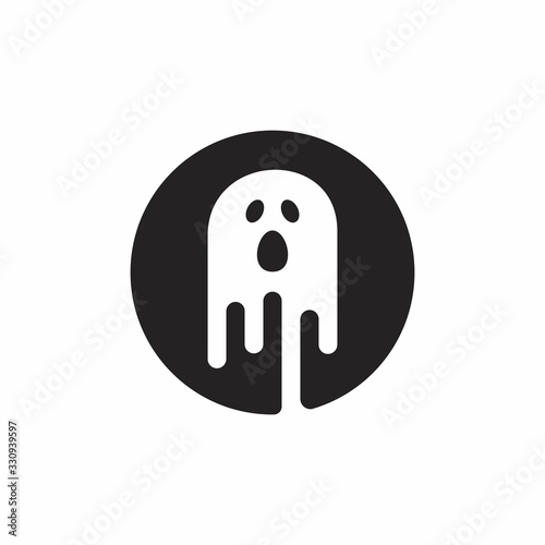 Ghost logo on negative space. Haunted vector.