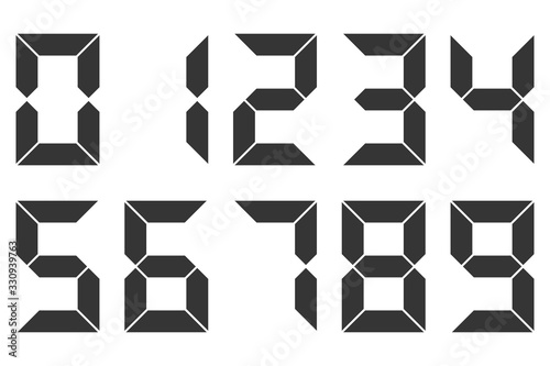 Set of digital numbers. Vector digital clock numbers