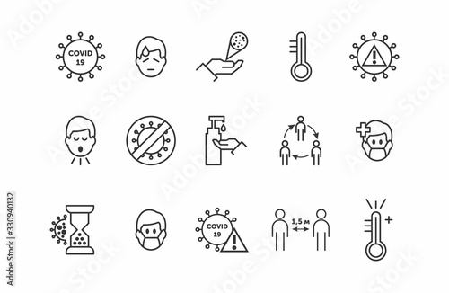 coronavirus covid-19. Coronavirus line icon set. Included icons as Wuhan, virus, outbreak, contagious, contagion, infection and more.