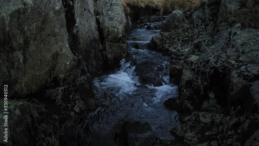 Stream runs between rocks Stream runs between rocks