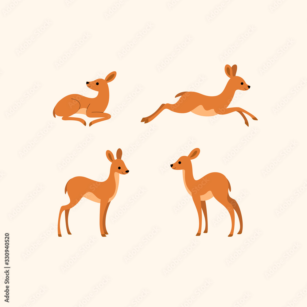 Cartoon deer sketch line icon. Сute animals icons set. Childish print for nursery, kids apparel, poster, postcard, pattern.