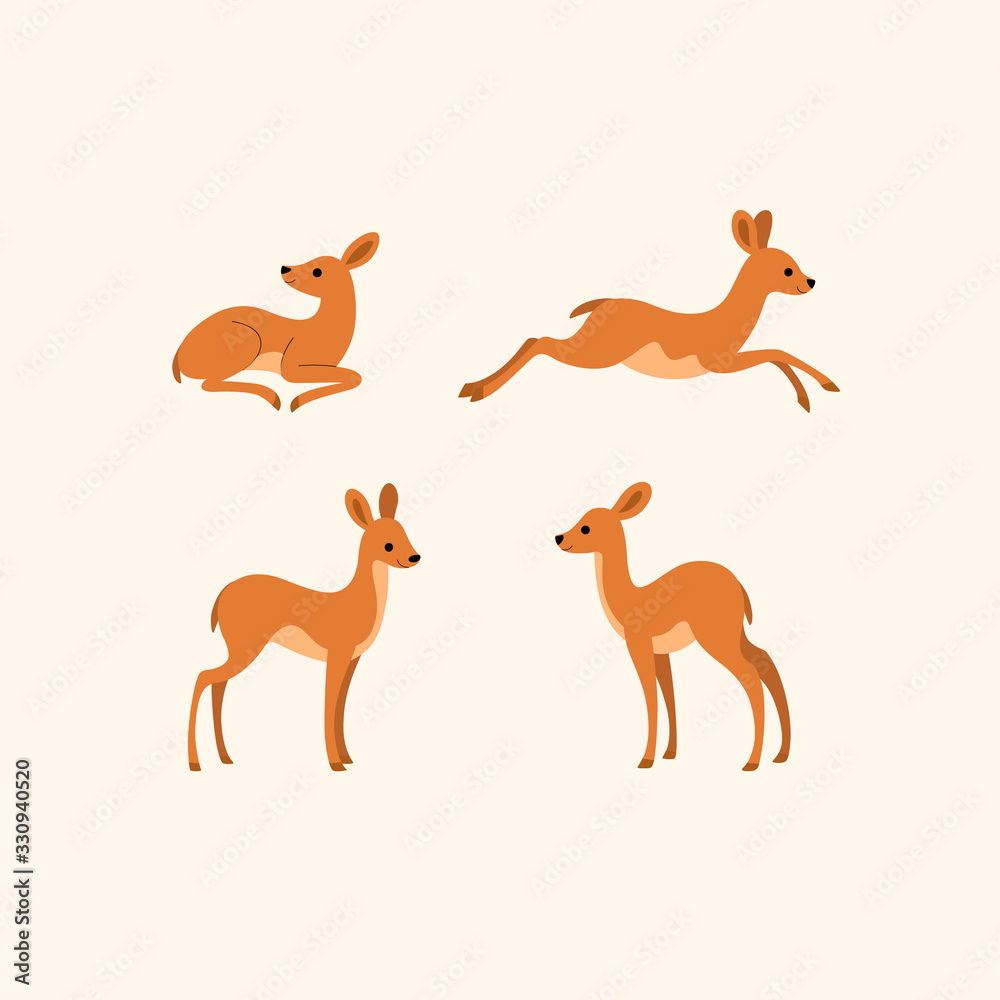 Obraz premium Cartoon deer sketch line icon. Сute animals icons set. Childish print for nursery, kids apparel, poster, postcard, pattern.
