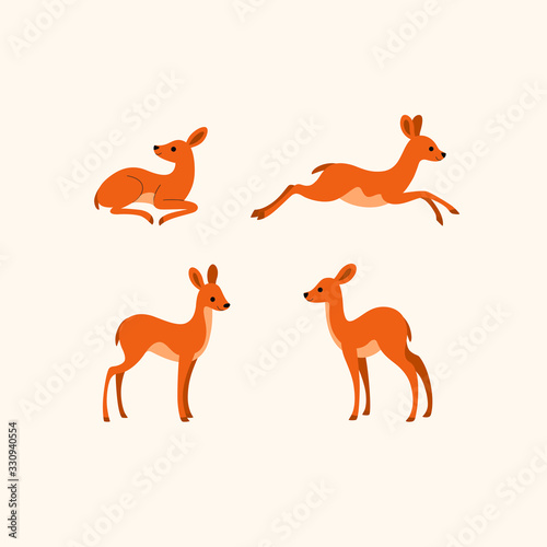 Cartoon deer sketch line icon.   ute animals icons set. Childish print for nursery  kids apparel  poster  postcard  pattern.