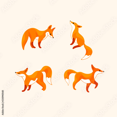 Cartoon fox sketch line icon.   ute animals set of icons. Childish print for nursery  kids apparel  poster  postcard  pattern.
