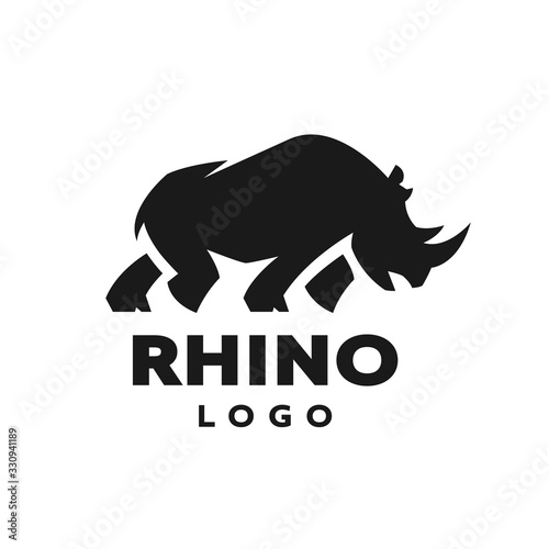 African rhino silhouette. Logo, symbol. Vector illustration.
