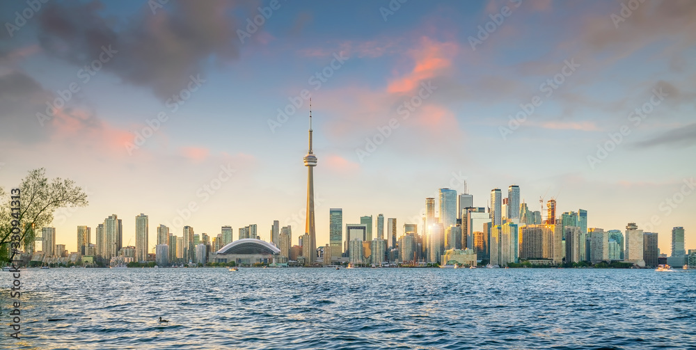 Toronto city Skyline at sunset Canada