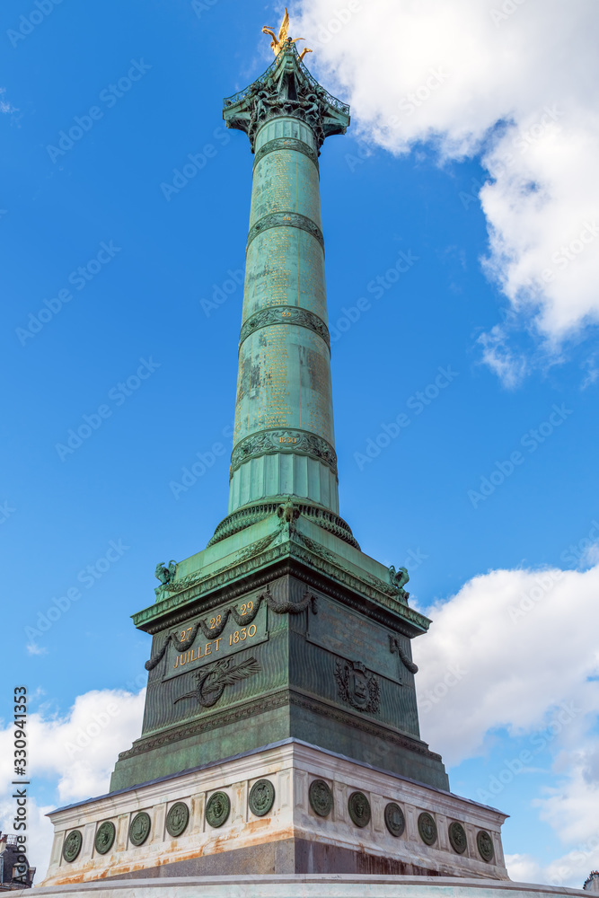 July Column at the Bastille square in Paris, France