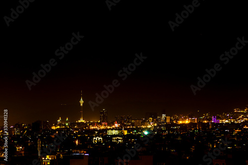 Tehran city skyline at night.