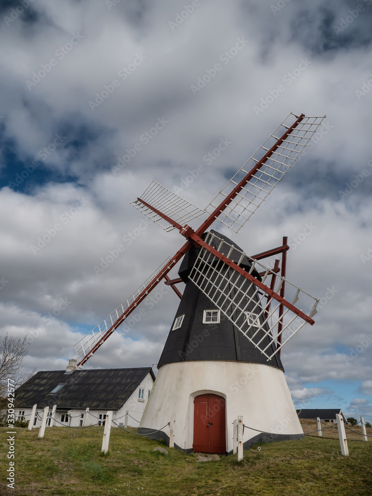 Wind Mill on the wadden sea island Mandoe, Esbjerg Denmark
