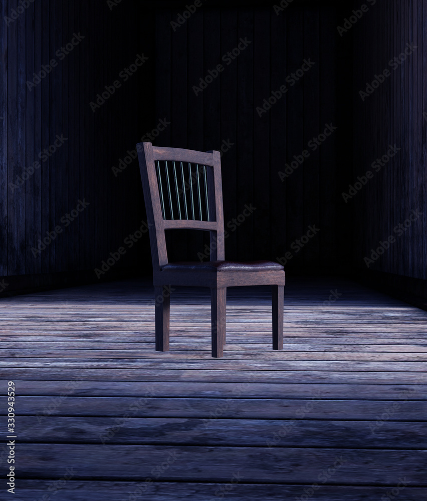 Chair on wooden floor,3d rendering