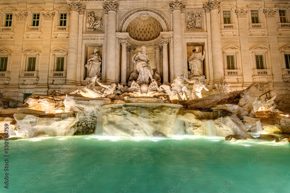 The famous Fontana di Trevi in Rome at night The famous Fontana di Trevi in Rome at night