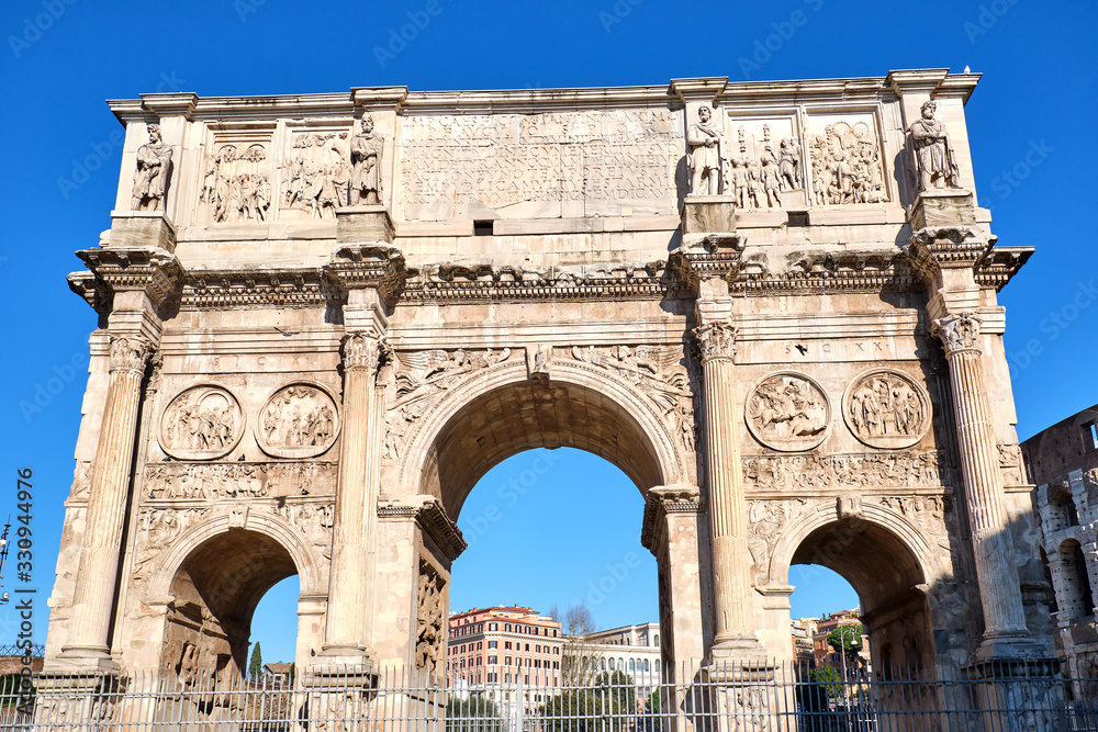 The Arch of Constantine near the Colosseum in Rome, Italy