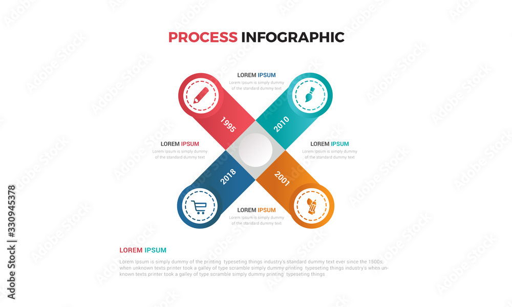 Business process infographic template. Thin line design with numbers 4 options or steps. Vector illustration graphic design Business process infographic template. Thin line design with numbers 4 options or steps. Vector illustration graphic design