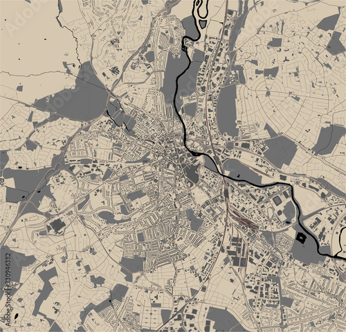 map of the city of Derby, East Midlands, England, UK