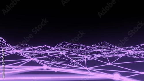 Abstract Network connection dots and lines in wave. Technology background. 3d render