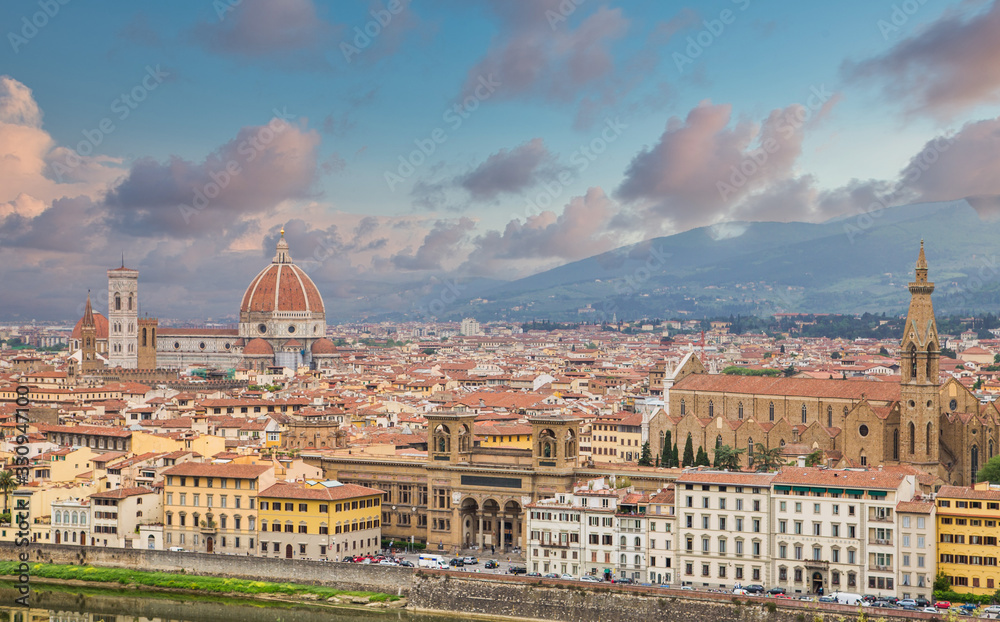 A view of Florence, Italy from a nearby hillside