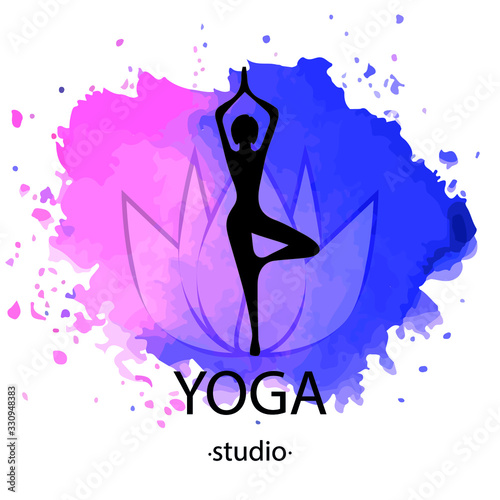 Yoga studio logo, used modern hand drawn figure element. Vector