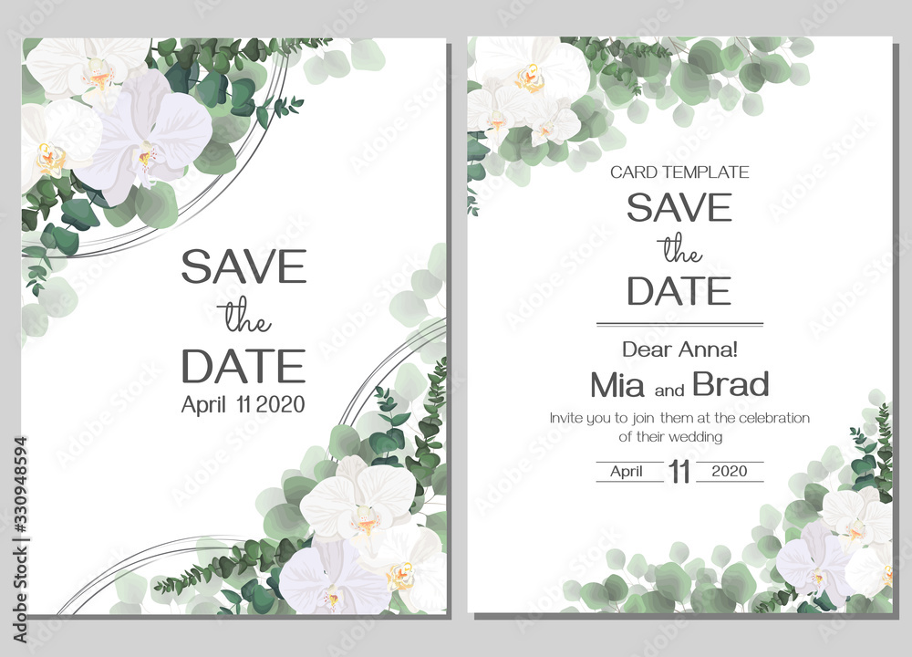 set of invitations cards with flowers
