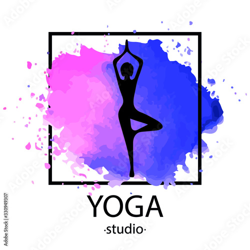 Yoga studio logo, used modern hand drawn figure element. Vector