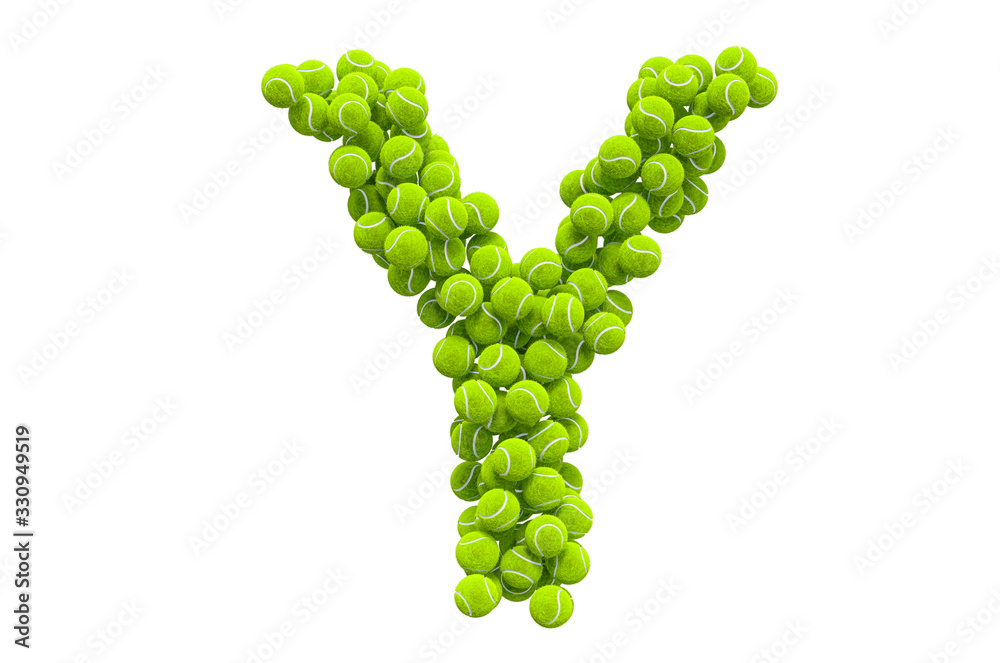 Letter Y from tennis balls, 3D rendering Letter Y from tennis balls, 3D rendering