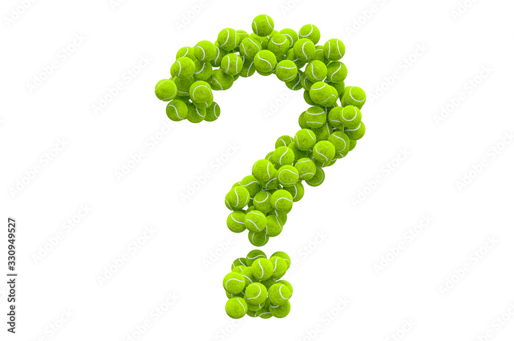 Question mark from tennis balls, 3D rendering Stock Illustration
