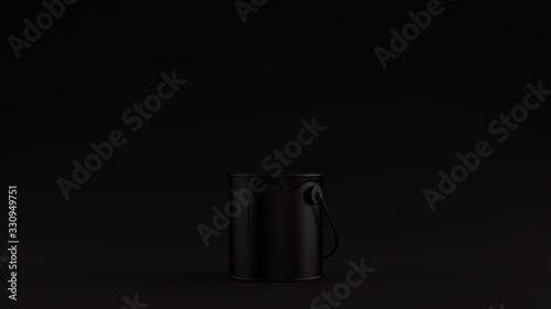 Black Tin of Paint Black Background 3d illustration 3d render 