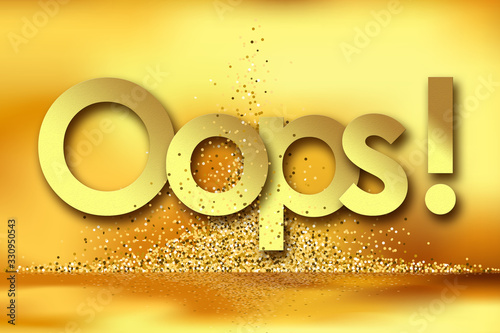 oops in golden stars and yellow background
