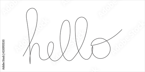 Fototapeta Hello. Hand painted lettering. Calligraphy. Vector illustration isolated on white background. World hello day, November 21 Funny. Design element for poster, card, t shirt, banner or wallpaper