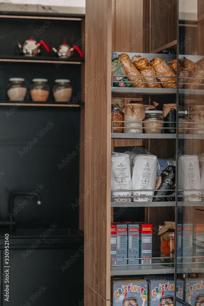 kitchen shelf with storage jars
