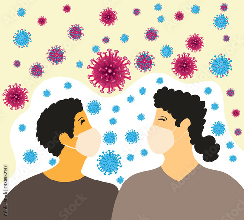 People who are in not anxiety and not fear because of the corona virus. Prevent infection of the Corona virus by using a mask