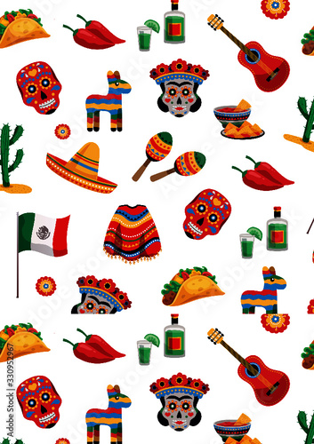 Seamless pattern of Cinco de Mayo 
