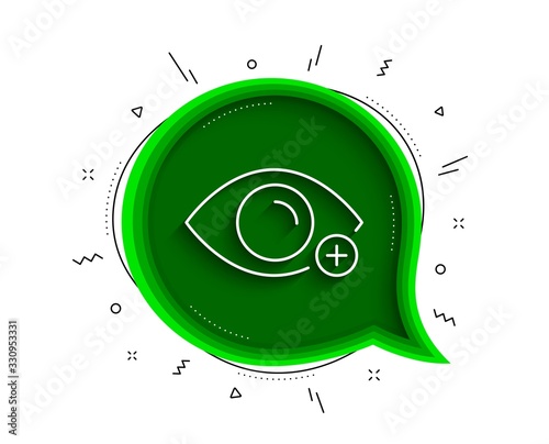 Farsightedness line icon. Chat bubble with shadow. Eye diopter sign. Optometry vision symbol. Thin line farsightedness icon. Vector