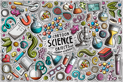 Vector set of Science theme items, objects and symbols