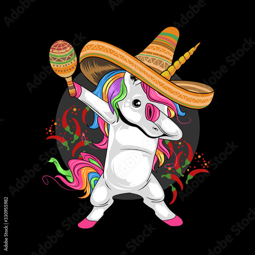 UNICORN MEXICAN HAT CINCO DE MAYO ARTWORK VECTOR
