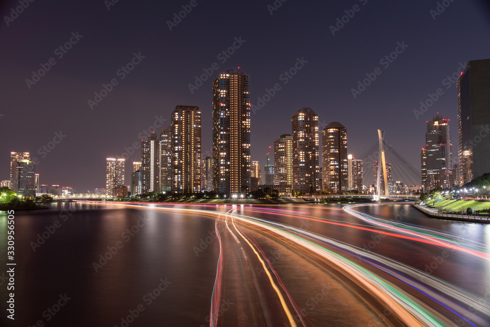 Tokyo city at night. Long Exposure. Skyscraper Tokyo city at night. Long Exposure. Skyscraper