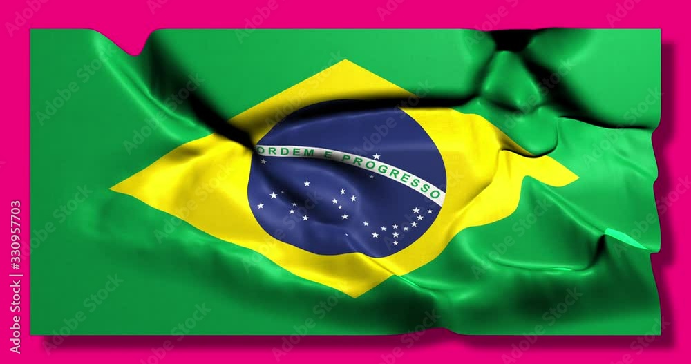  Green screen hiper realistic loop of Brazil flag waving in the wind brazilian flag fluttering with highly detailed fabric texture animation 4k