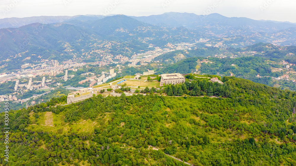 Genoa, Italy. Forte Begato - Fortified with angular bastions around a ...