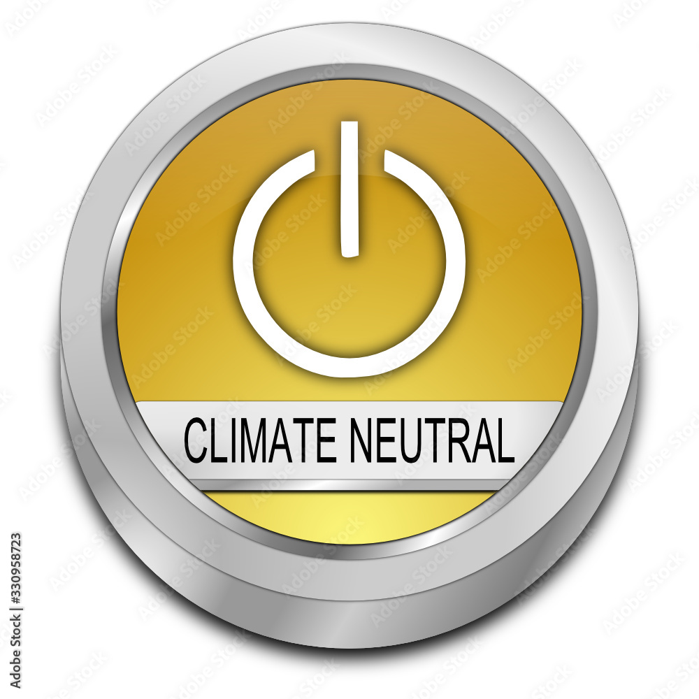 Climate neutral Button - 3D illustration Climate neutral Button - 3D illustration