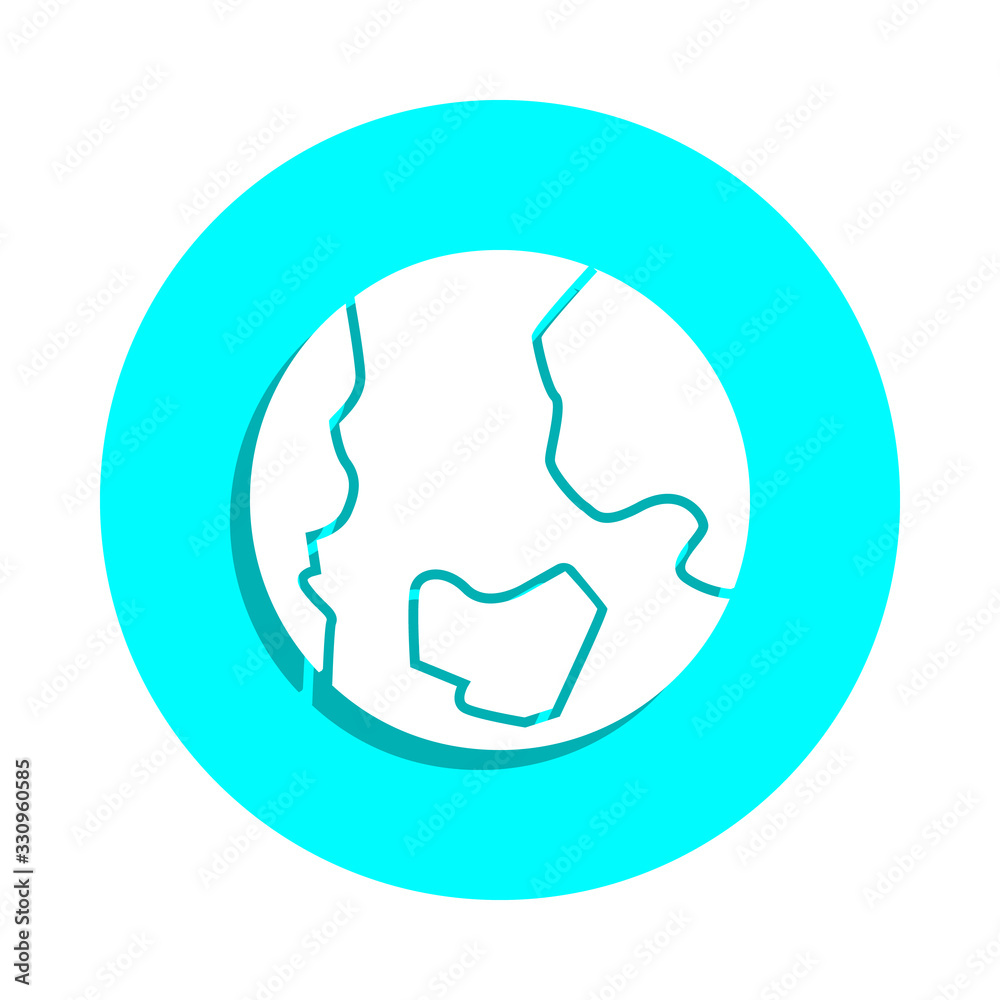 Earth badge icon. Simple glyph, flat vector of web icons for ui and ux, website or mobile application Earth badge icon. Simple glyph, flat vector of web icons for ui and ux, website or mobile application