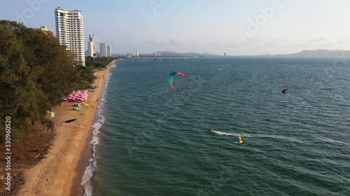 aerial view of pattaya sea beach chonburi eastern of thailand photo