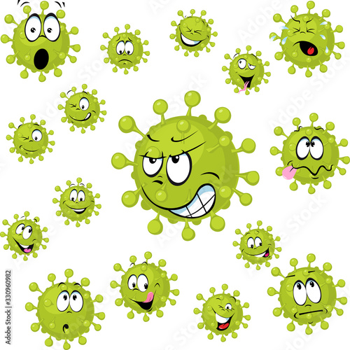 Corona Virus - COVID - 19 - Vector Illustration with Many Facial Expressions photo