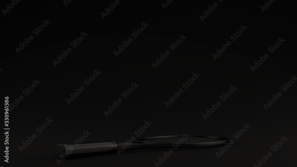custom made wallpaper toronto digitalBlack Tennis Racket Black Background 3d illustration 3d render