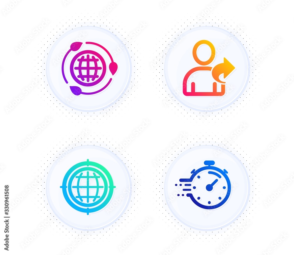 Seo internet, Eco energy and Refer friend icons simple set. Button with halftone dots. Timer sign. Globe, Ecology, Share. Deadline management. Technology set. Gradient flat seo internet icon. Vector Seo internet, Eco energy and Refer friend icons simple set. Button with halftone dots. Timer sign. Globe, Ecology, Share. Deadline management. Technology set. Gradient flat seo internet icon. Vector