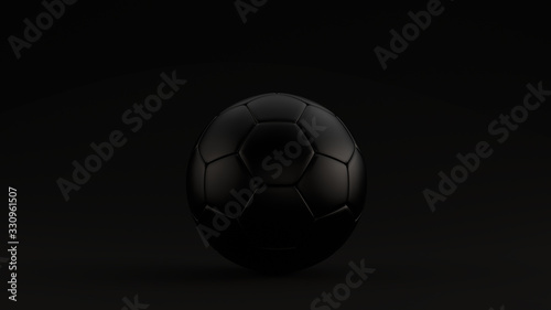 Black hexagonal Football Black Background 3d illustration 3d render
