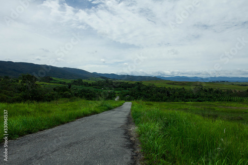 Road getting to mountains  Napu Village  Indonesia