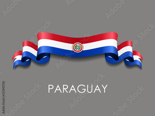 Paraguayan flag wavy ribbon background. Vector illustration.